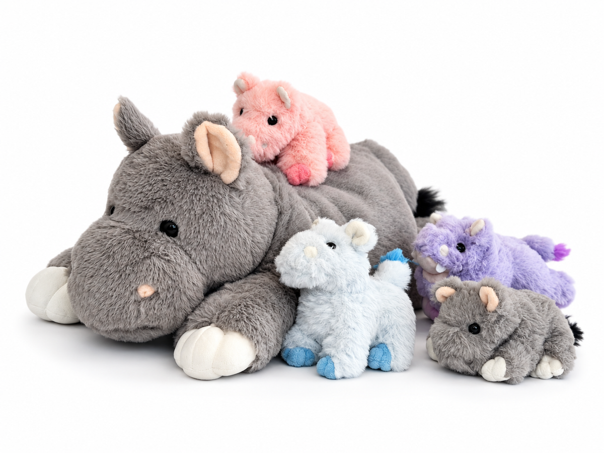 Hippo Plush Mommy with 4 Babies