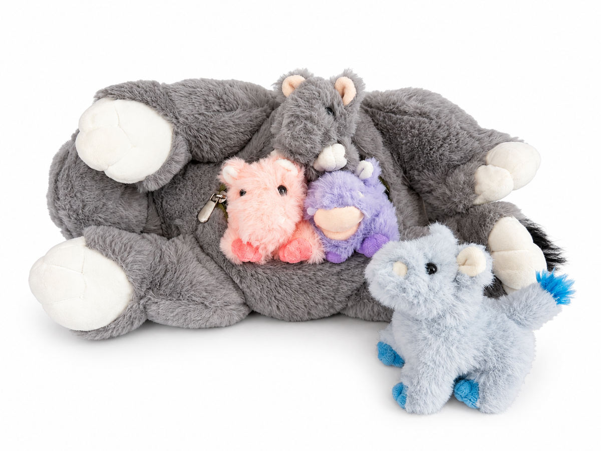 Hippo Plush Mommy with 4 Babies