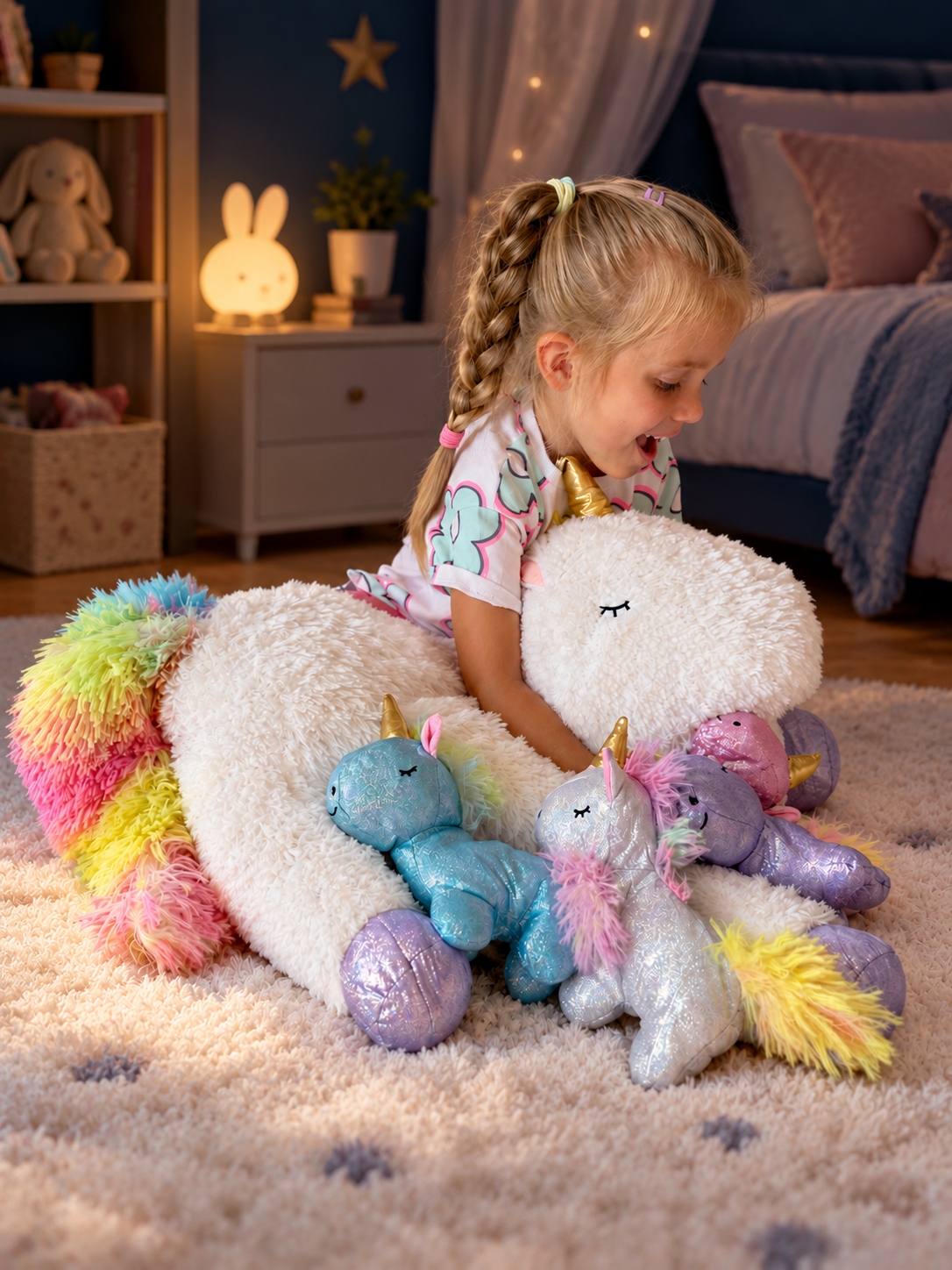 Unicorn Plush Mommy with 4 Babies